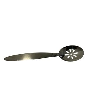 Pfaltzgraff Pistachio 18/0 Stainless Slotted Serving Spoon‎ Floral Pierced Bowl